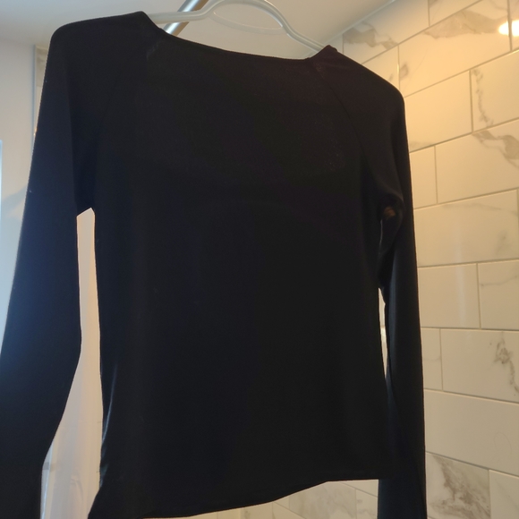 Square Neck black long sleeve blouse - Picture 2 of 2